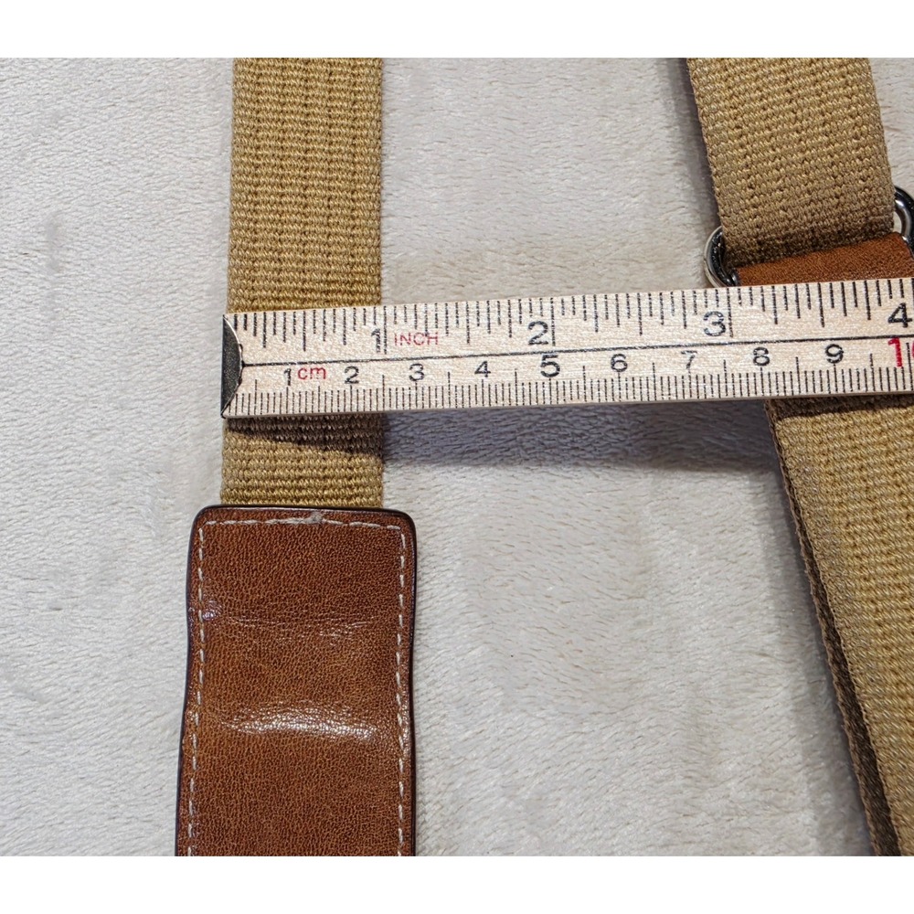 Coach Signature Jacquard Crossbody Bag Tan Leather Trim Slim Messenger Brown - Picture 9 of 12
